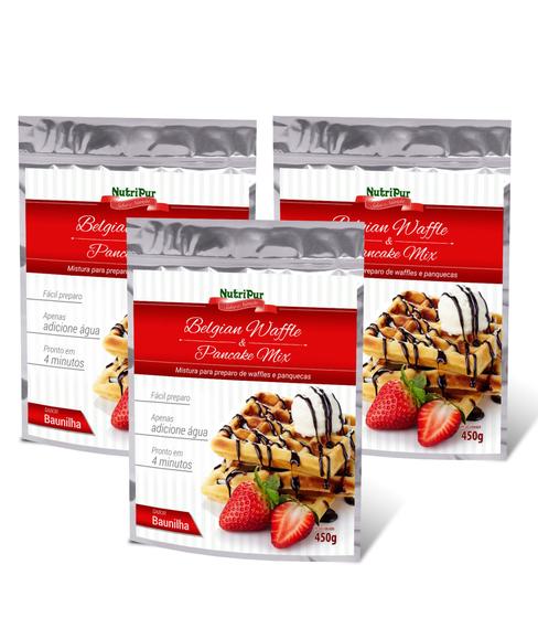 Imagem de Mistura para Preparo de Waffles, Panquecas e Bubble Waffles (Kit com 3 Unidades)