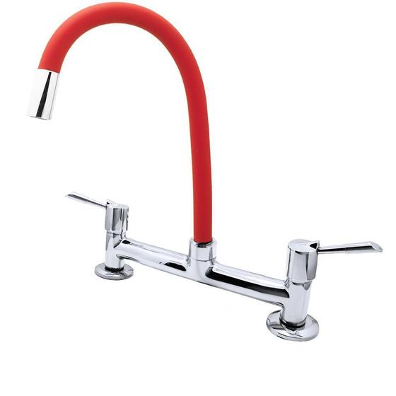 Imagem de Misturador De Mesa Tubo Flexível Vermelho 1/4 Volta C61