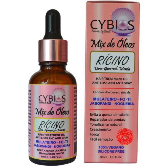 Imagem de Mix de Óleo de Rícino Cybios 30ml (Óleo de Tratamento Antiqueda com Jaborandi, Fo-ti, Mulateiro)