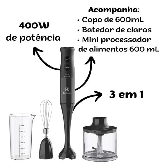 Imagem de Mixer 3 em 1 Electrolux 400W Função Turbo EIB10 Preto