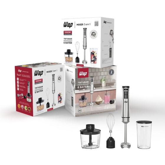 Mixer 3 em 1 Processador Portátil Inox Prosdócimo Wap Menor preço em Mixer 3 em 1 Processador Portátil Inox Prosdócimo Wap