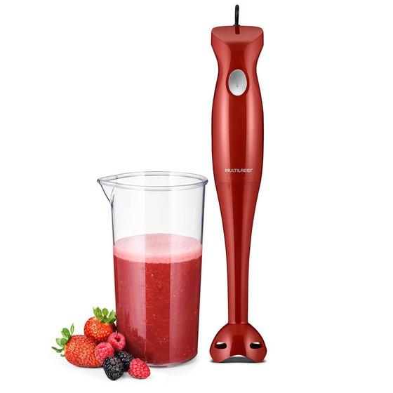 Imagem de Mixer Alimentos Vermelho Copo 500ml Processador Misturar Triturar Bater Sucos 200w Shake Gourmet