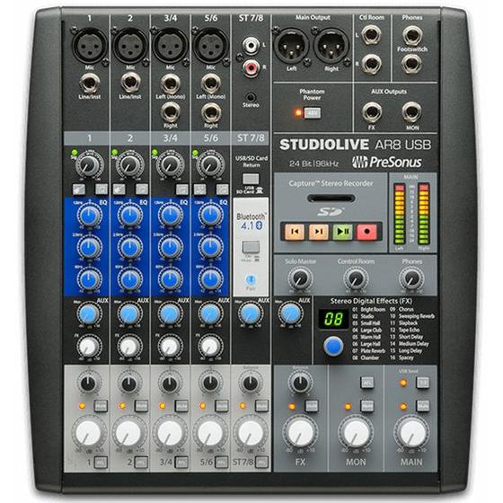 Imagem de Mixer analógico e interface de gravação presonus studiolive ar8