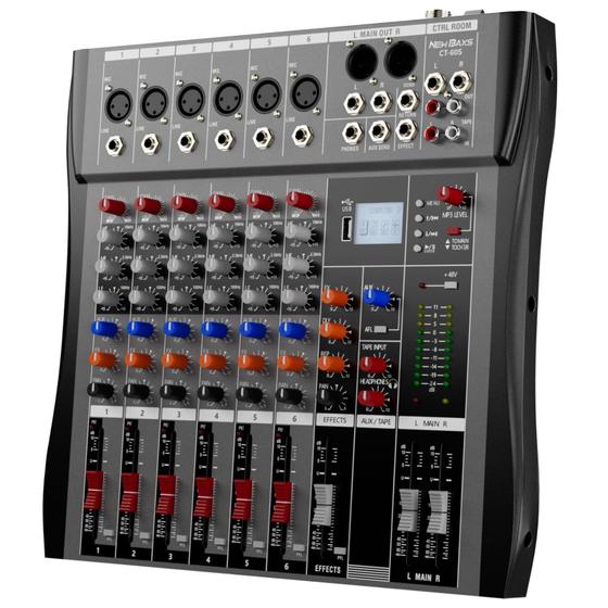 Imagem de Mixer de Áudio DJ BAXS 6 Canais com Bluetooth e USB - Novo