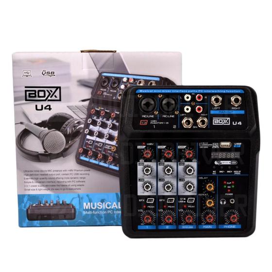 Imagem de Mixer Mesa de Som 4 Canais U4 Boxx com Efeito Bluetooth MP3