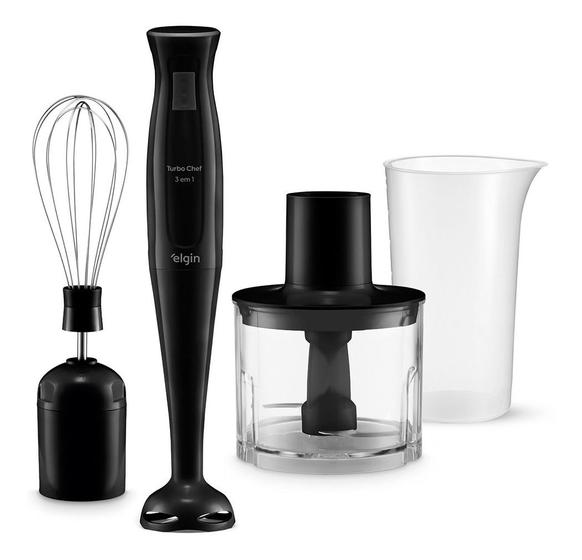 Mixer Vertical Turbo Chef Elgin 3 em 1 200W Preto 110V Imagem de Mixer Vertical Turbo Chef Elgin 3 em 1 200W Preto 110V