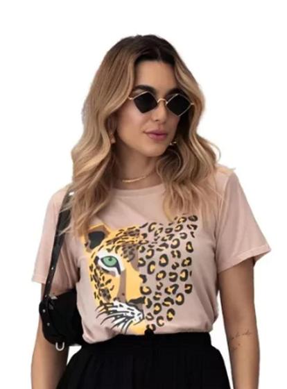 Imagem de MM BOUTIQUE Blusinha T-shirt Feminina Onça Pintada Moda Blogueira