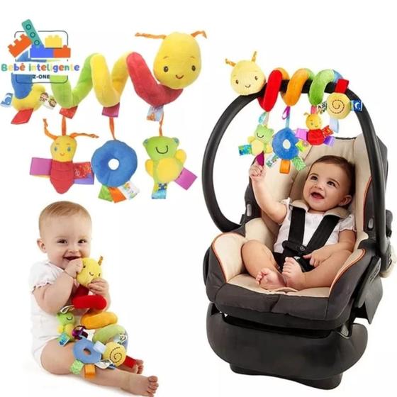 Imagem de Móbile Centopeia Espiral Bebe Carrinho Com Chocalho Diversao Cor Amarelo