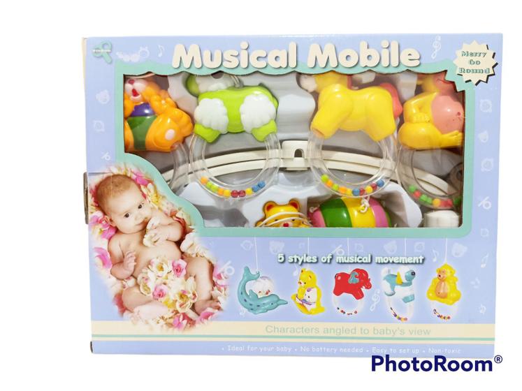 Imagem de Móbile Musical Giratório Brinquedo Para Berço Bebê Bichinhos.