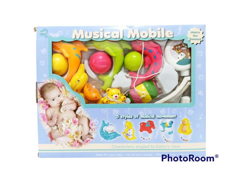 Imagem de Móbile Musical Giratório Brinquedo Para Berço Bebê Peixe
