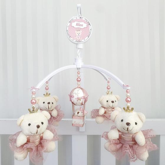 Imagem de Mobile para berço musical giratório princesas rosé - Le-leão Artigos Infantis