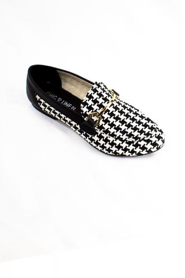 Imagem de Mocassim Chic Line Luxo Tweed Com Fivela Baixinho
