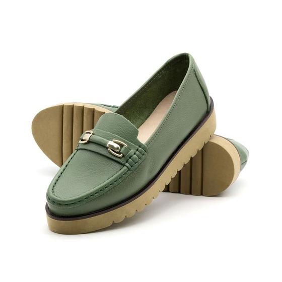 Imagem de Mocassim Feminino Isa em Couro Alfa Militar - 41109AMI