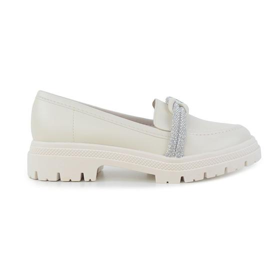 Imagem de Mocassim Feminino Moleca Strass Branco Off - 57751