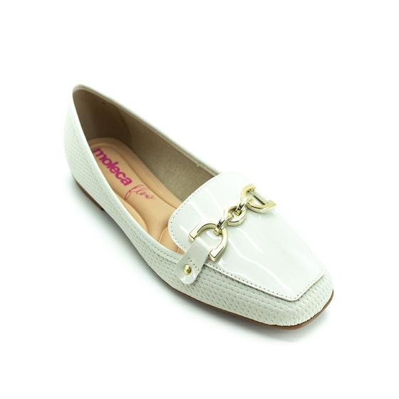 Imagem de Mocassim Feminino Moleca Texturizado 5737.211 - Branco