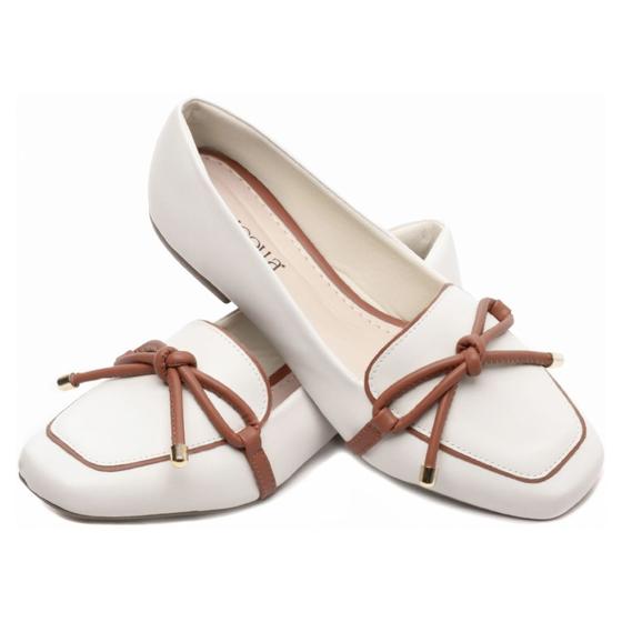 Imagem de Mocassim Feminino Off White Rasteiro Tamamnho 34 a 39