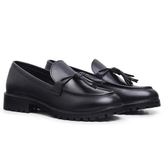 Imagem de Mocassim Feminino Oxford Couro Sola Tratorada Moderno Estilo