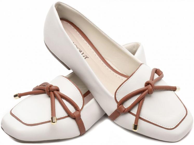 Imagem de Mocassim Feminino Rasteiro Off White Branco Torricella