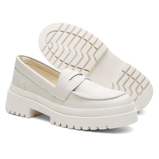 Mocassim Feminino Tratorado Off White Estiloso - lelitta - Mocassim ...