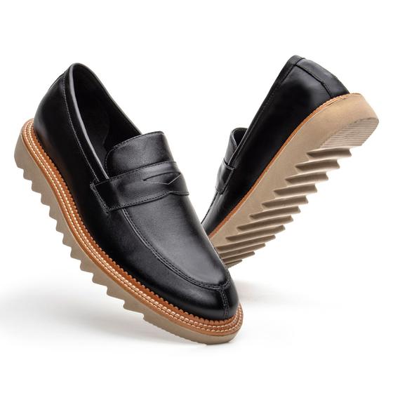 Imagem de Mocassim Loafer Masculino Sola Tratorada Couro Legítimo Nobre