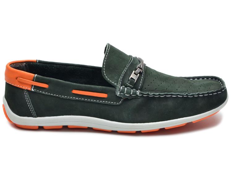 Imagem de Mocassim Masculino Dockside Couro Elastico Lateral Verde Militar