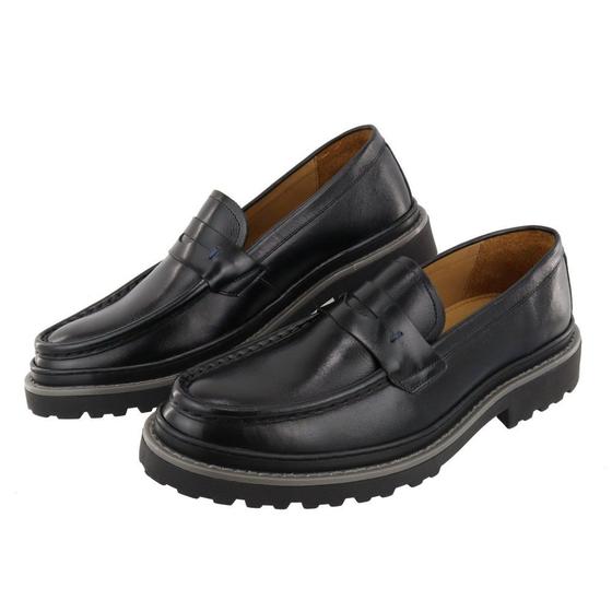 Imagem de Mocassim Masculino Loafer Premium Couro Solado Emborrachado Tratorado Detalhe Costura Manual