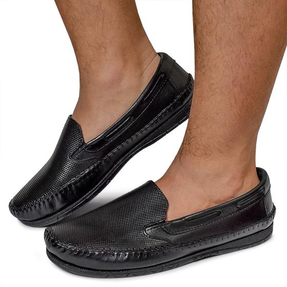 Imagem de Mocassim Masculino Preto Sapato Drive Macio leve casual