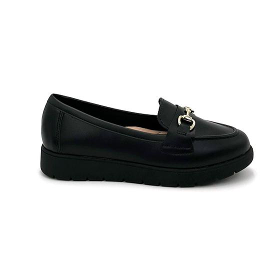 Imagem de Mocassim Moleca 5803.101 Sapato Salto Anabela Baixo Fivela Feminino