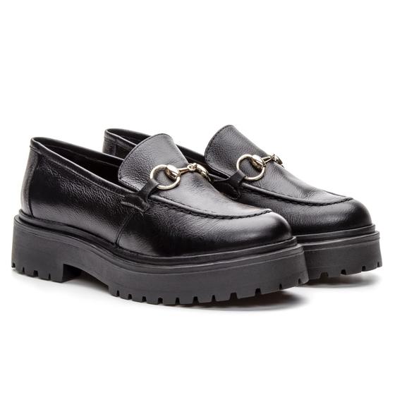 Imagem de Mocassim rose feminino couro legitimo preto