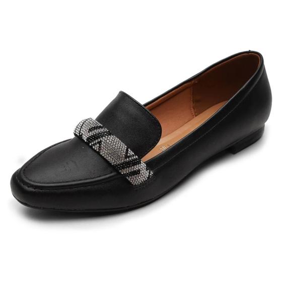 Imagem de Mocassim Vizzano Strass Feminino - Preto