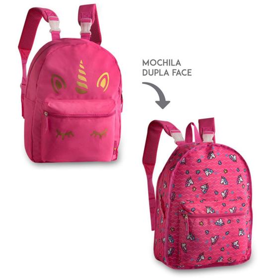 Imagem de Mochila 2 Em 1 Dupla Face Unicórnio Rosa MD9167J Clio