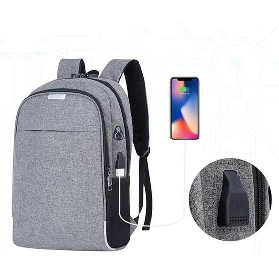 Imagem de Mochila 25L Anti Furto Cadeado Senha Saída para Fone Ouvido Carregador PowerBank Notebook Escola Trabalho Passeios