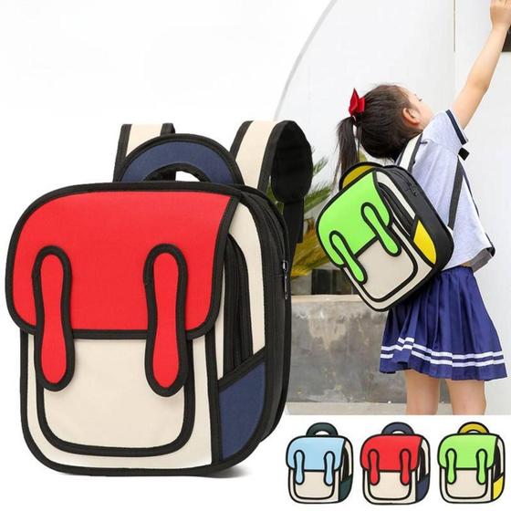 Imagem de Mochila 2D pequena média desenho escolar multiuso infantil e adulto