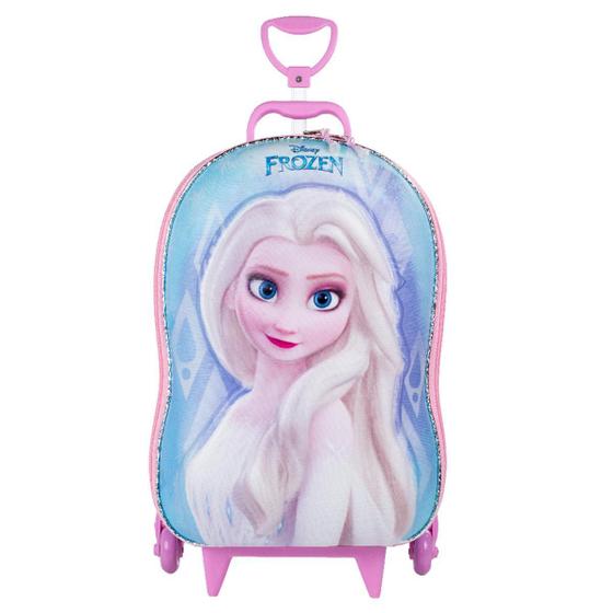 Imagem de Mochila 3D Frozen Elsa De Rodinhas Infantil ul