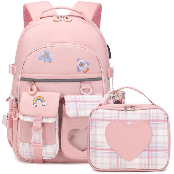 Imagem de Mochila ACESAK para meninas, crianças, adolescentes, mulheres, casual, viagem, rosa