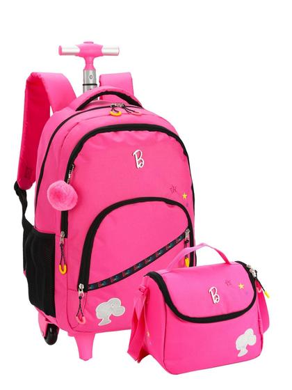 Imagem de Mochila Barbie com Rodas e Lancheira Térmica Arco-íris