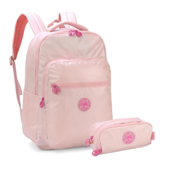 Imagem de Mochila Barbie Costas Glow Juvenil Escolar com Estojo Triplo