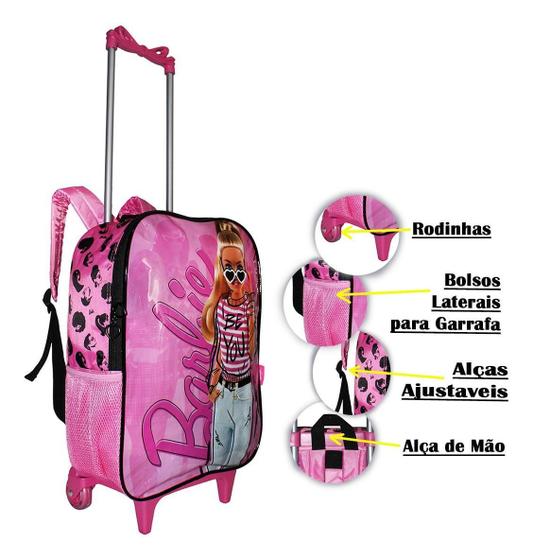 Imagem de Mochila Barbie Rodinhas Infantil Feminina Escolar Grande Top