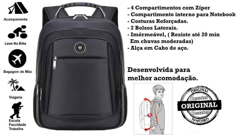 Imagem de Mochila Bezzter com 4 compartimentos e resistente à água