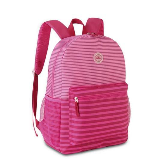 Imagem de Mochila Bolsa Costas Listras Listrada Feminina Style Juvenil - Reforçada Resistente - Clio