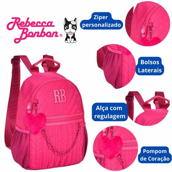 Imagem de Mochila Bolsa De Costas Corrente Escolar Meninas Lançamento Rebecca Bonbon RB2967