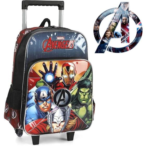 Imagem de Mochila Bolsa De Rodinha Infantil Escolar Vingadores Grande