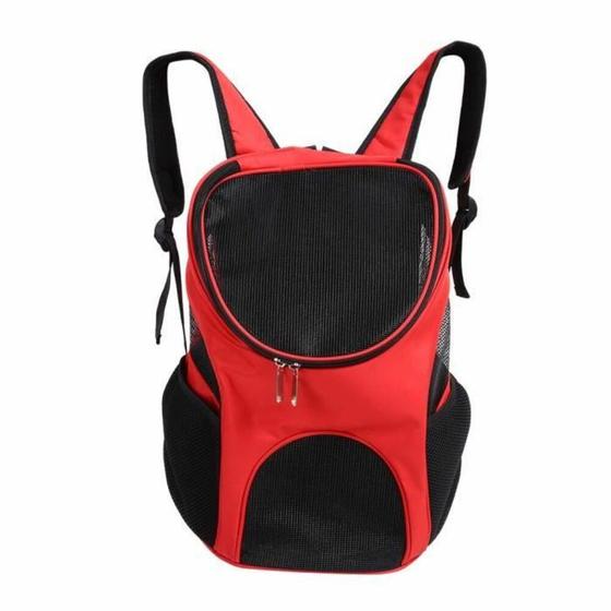 Imagem de Mochila bolsa de transporte para caes gatos passeio pet dog bag viagem canguru vermelho kangur