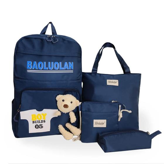 Imagem de Mochila Bolsa Escolar Antifurto Ursinho Kawaii Impermeável A