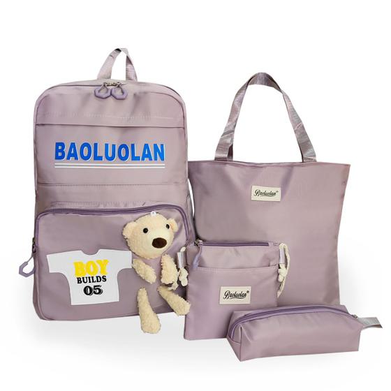 Imagem de Mochila Bolsa Escolar Antifurto Ursinho Kawaii Impermeável