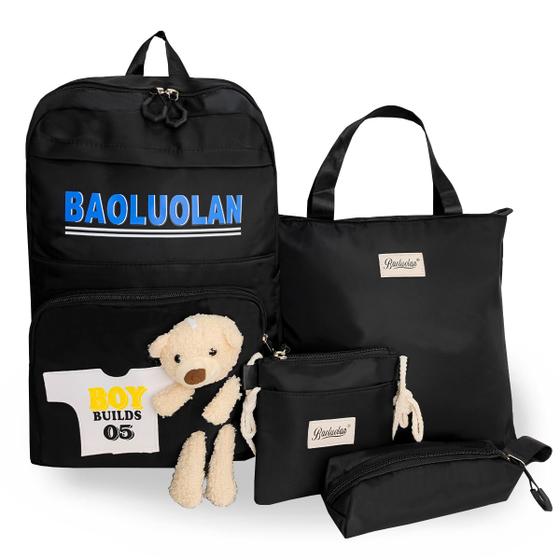 Imagem de Mochila Bolsa Escolar Antifurto Ursinho Kawaii Impermeável