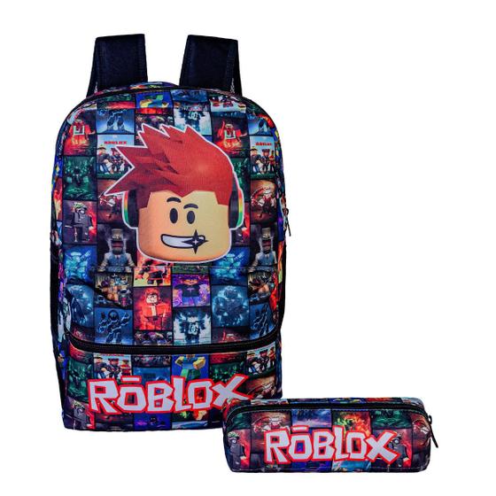 Imagem de Mochila Bolsa Escolar Menino jogo Roblox Tamanho G  e Estojo