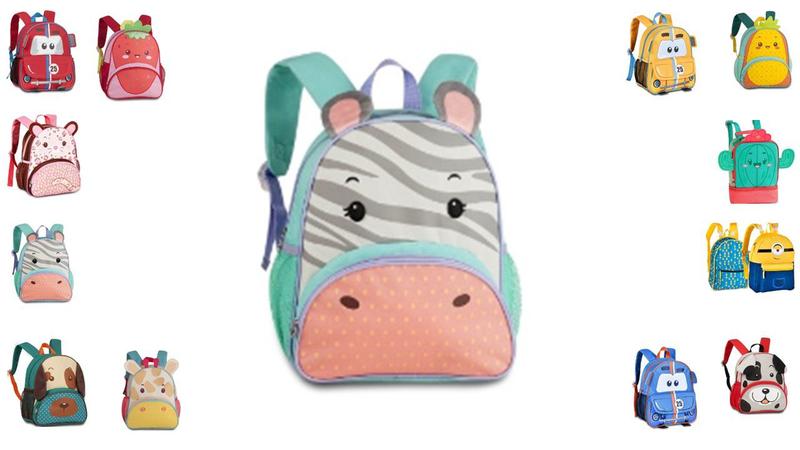 Imagem de Mochila bolsa Infantil menino menina Escolar Passeio recreio lanches Costas Pets animais Zebra