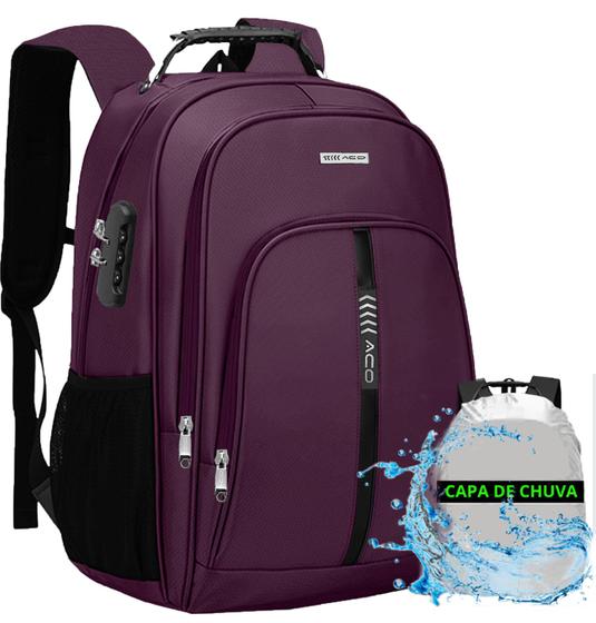 Imagem de Mochila Bolsa Masculina Feminina Notebook Capa de Chuva Antifurto Resistente A Agua Reforçada USB