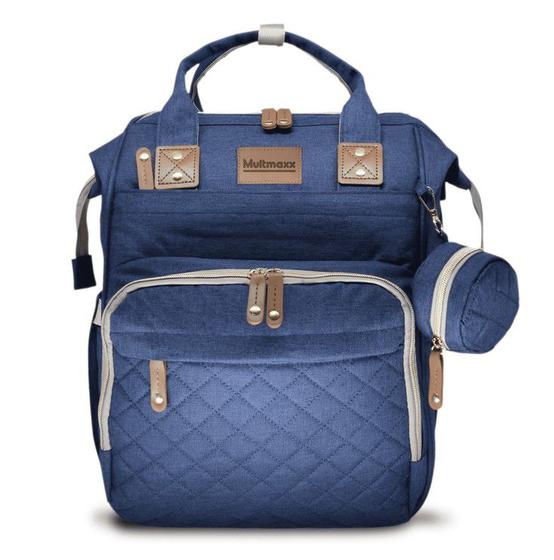 Imagem de Mochila Bolsa Maternidade Impermeável Azul Grande Multmaxx